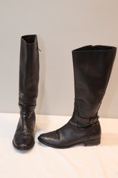 Cole Hann Black Leather Knee High Boots Size 8b (J-72)