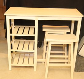 Small Table Dinette Set  With 2 Stools (I-34)