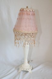 White Table Lamp With Pink Lampshade
