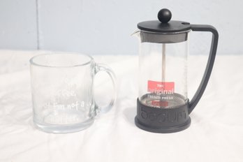 Small Bodum French Press And Coffee Mug (I-39)