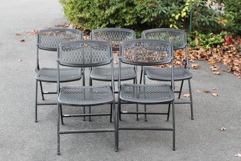 5 Black Folding Chairs (E-30)