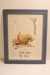 Vintage Framed Large Childrens Book Dick And Jane Jump & Run, With Puff The Cat. (J-70)