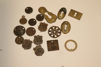 Vintage Brass Number Tags And Key Holes