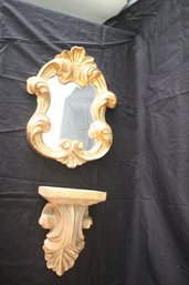 Gold Wall Mirror And Shelf