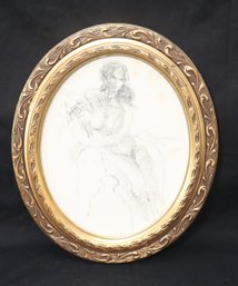 Pencil Sketch Nude Woman Framed (A-67)