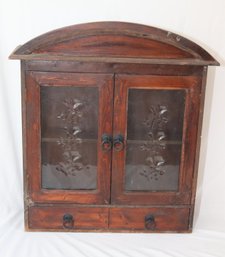Vintage Small Wooden Display Cabinet With Glass Doors (A-85)