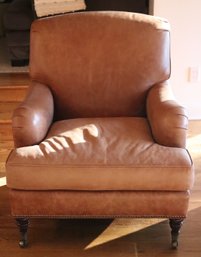 Ralph Lauren Style Brown Leather Club Arm Chair (J-99)
