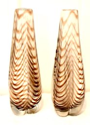 Pair Of Vintage Murano Swirl Art Glass Vases (N-66)