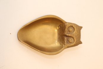 Vintage Brass Owl Ashtray Trinket Tray
