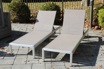 Pair Of Patio Aluminum Chaise Lounge Chairs (BY-8)