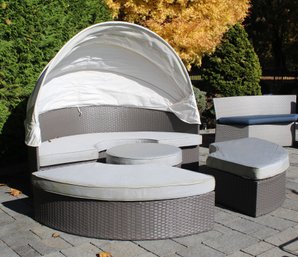 Modular Round Outdoor Patio Sunbrella Sectional Daybed With Canopy (BY-9)