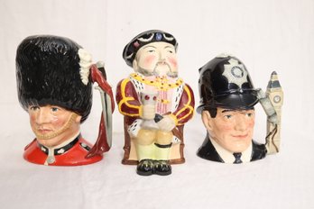 Royal Doulton Character Head Mugs:  Guardsman, Bobby, Shorter & Son Ltd. (O-73)