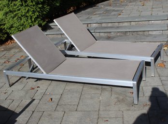 Pair Of Patio Aluminum Chaise Lounge Chairs (BY-11)