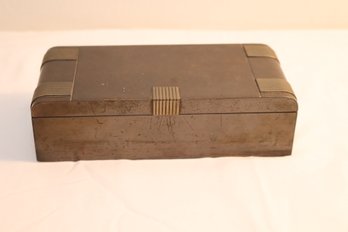 Vintage Silver Crest Genuine Bronze Cedar Wood Lined Cigarette/ Cigar Box (J-9)