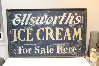 Vintage Ellsworth's Ice Cream Sold Here Tin Sign
