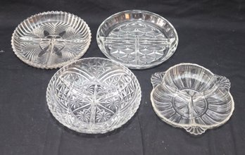 4 Divided Glass Bowls (B-16)