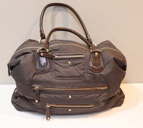 Tod's Brown Nylon And Leather Handbag  Satchel Purse Bag (F-21)