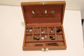 Assorted Vintage Cufflink And Studs In Jewlery Box Lot