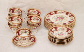 Royal Albert Bone China Lady Hamilton Dessert Plates And Cups & Saucers. (M-6)