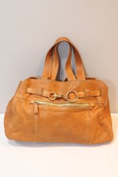 MIU MIU Tan Leather Handbag Satchel Purse Made In Italy (F-21)