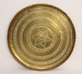 Vintage Large Brass Jewish Star Of David Wall Hanging Platter (T-21)