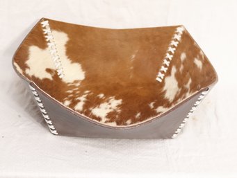 Large Cowhide Leather Centerpiece  Bowl (O-82)