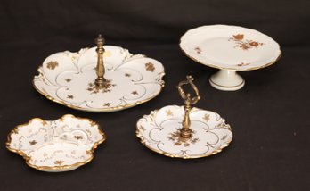 White And Gold Porcelain Serving Plates