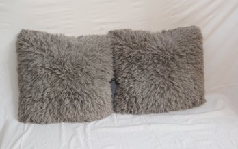 Pair Of Chubby Faux Fur Throw Pillows. (L-15)