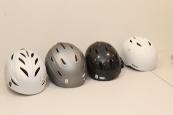 A Family Of Ski Helmets