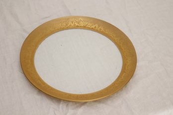 Clear Glass Platter With Gold Trim (M-26)