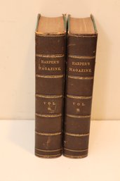 Antique 1859 Leather Bound Harper's Magazine Books Vol. 18 & 19 (D-12)