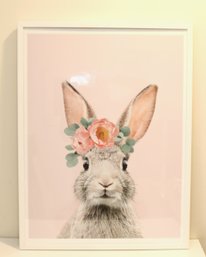 Framed Bunny With Flower Crown Wall Decor