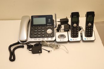 AT&T Phone System Base W/ 2 Cordless Phones & Extra Charger Base TL86109