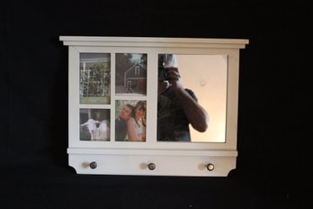 Wall Hanging White Picture Frame, Mirror , Coat Hooks