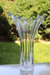 COFRAC Art Verrier France Crystal Art Glass Heavy Fluted Vase