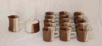 15 MIKASA Studio Kiln Coffee Cups W/ Creamer And Sugar Bowl (M-46)