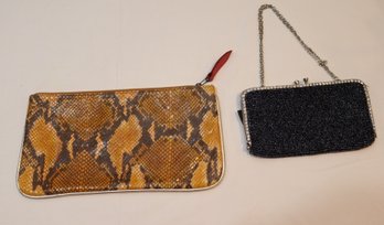 Snakeskin And Beaded Bag Clutch (F-6)
