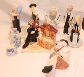 Some Nice Jewish Ceramic Figurines: Moses, Rabbi, Fiddler On The Roof! (S-23)