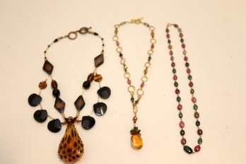 Vintage Glass Beaded Necklace Lot (T-10)