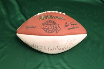 Signed SUPER BOWL XXVIII Wilson NFL Game Ball Cowboys Vs Bills 1994 Gale Sayers, Tom Landry (S-25)