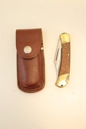 Vintage Lockback Knife And Leather Sheath (J-29)