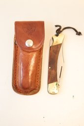 Vintage Puma 970-Plainsman Folding Lockback Pocket Knife Stainless Germany W/ Klein Tools Sheath (J-30)