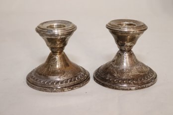 Vintage Pair Of N.S. & Co. Weighted Sterling Candle Sticks Holders (T-66)