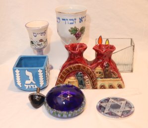 Signed Murano Glass Paperweight Jewish Star Kiddush Cups & More!  (S-45)