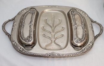 Vintage Silver Plate Meat Cutting Tray With Covers