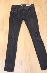 RAG & BONE Women's Skinny Jeans Black W/ Holes Size 24 (F-39)