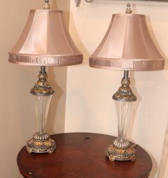 Pair Of Table Lamps And Shades (B-86)