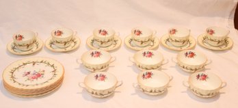 Vintage Royal Worcester Florence Cups & Saucers, Plates, 2 Handle Cups (S-32)
