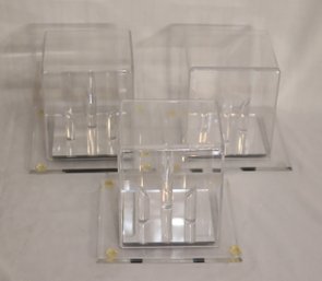 3 Vintage Lucite And Mirror Display Cases (T-80)