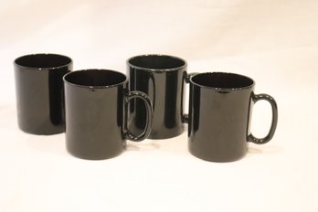 ARCOROC ARC France Solid Black Handle Coffee Mug Set Of 4